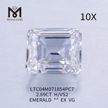 EMERALD CUT lab grown diamond 2.69 carat H VS2