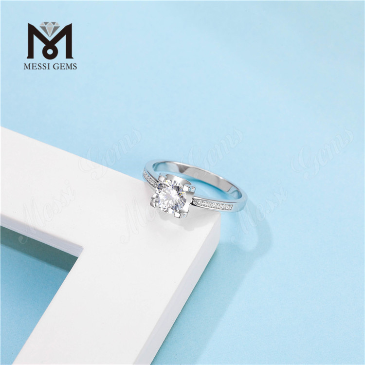 925 sterling silver classical prongs setting moissanite silver rings for woman