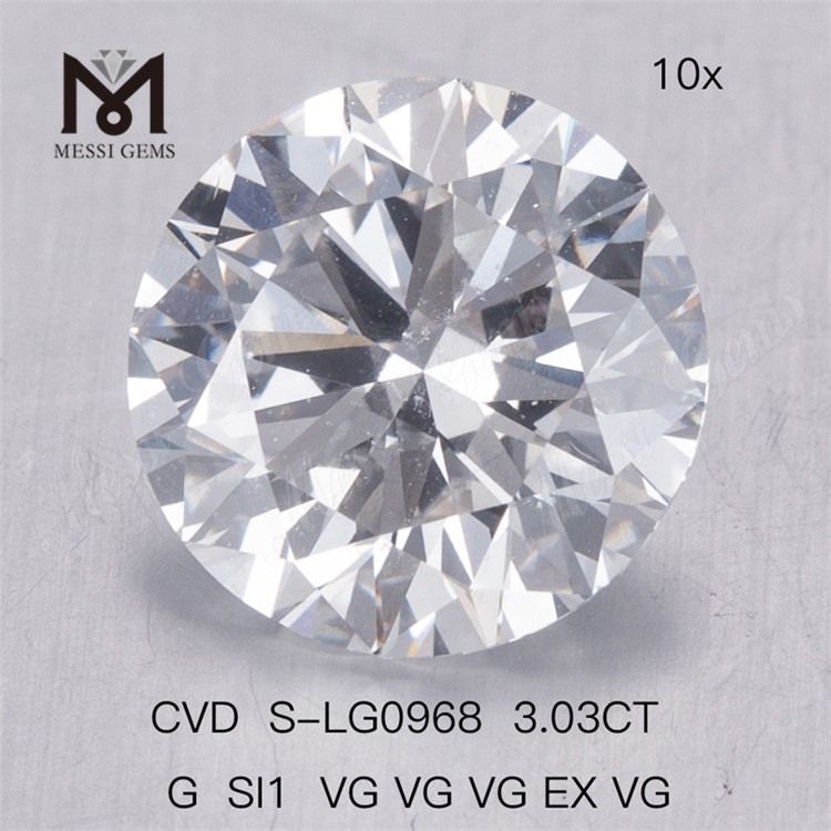  3.03CT G SI1 3VG cvd lab diamond round shape