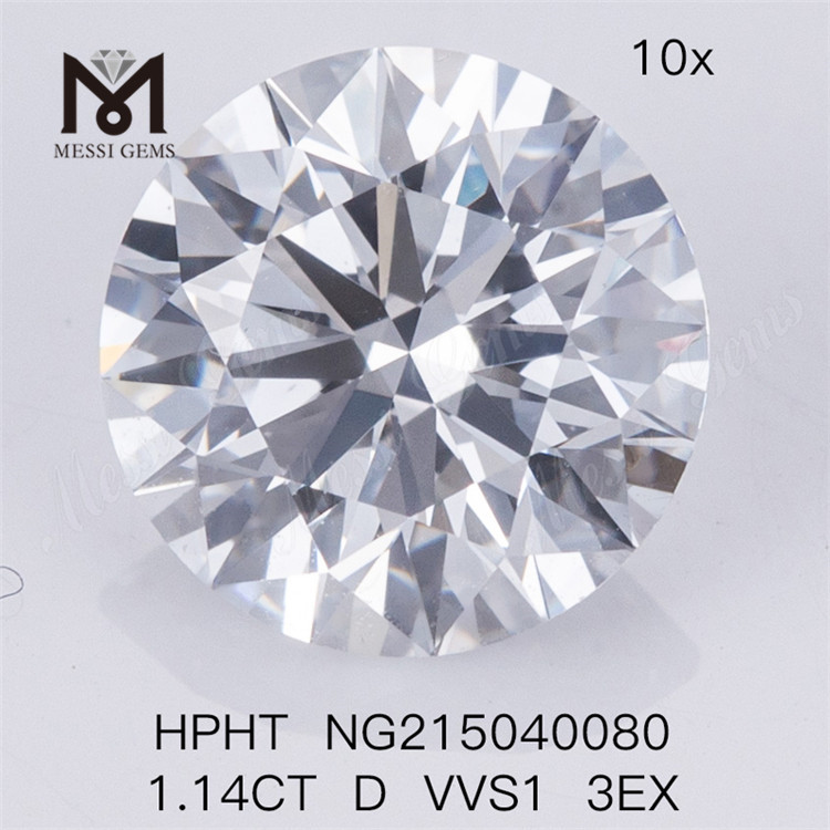 1.14CT Round Shape HPHT D VVS1 3EX Lab Grown Diamond Stone