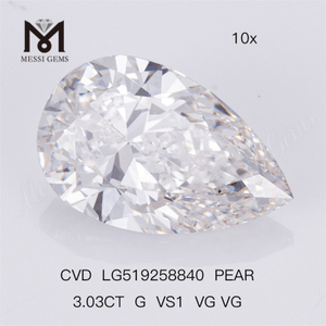 3.03CT G VS1 VG VG Lab Grown Diamond CVD Pear Lab Diamond 