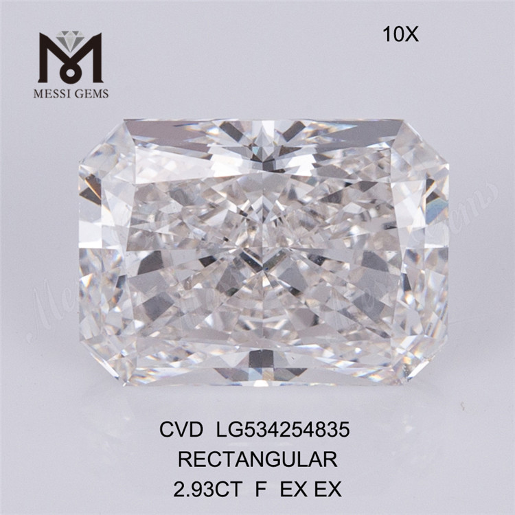 2.93CT RECTANGULAR Cutting cvd diamond F Lab Diamond IGI Certificate