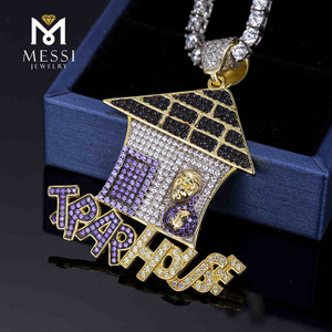 Custom 925 Silver rapper moissanite Stones Hiphop Silver Men Jewelry Pendant