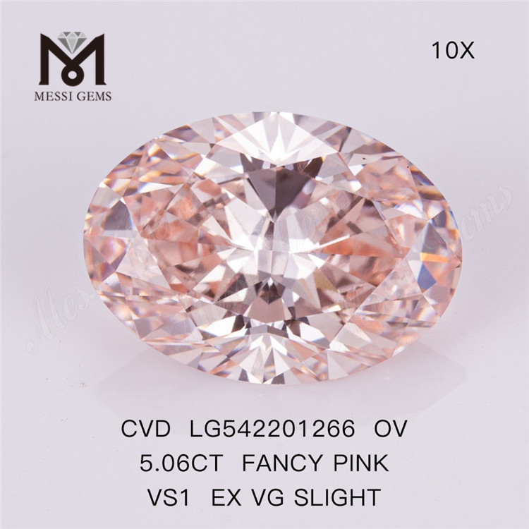 5.06ct vs1 EX VG Slight Fancy pink colour High Quality lab grown diamond 
