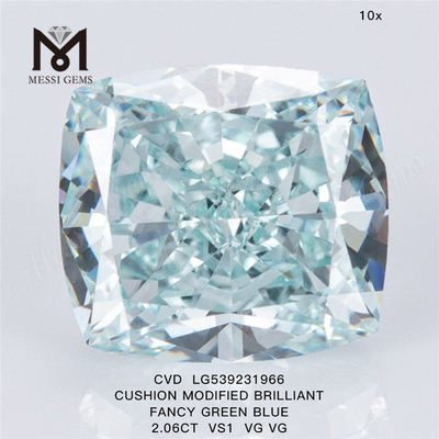 2.06ct cushion cvd diamond wholesale fancy green blue lab grown diamond suppliers