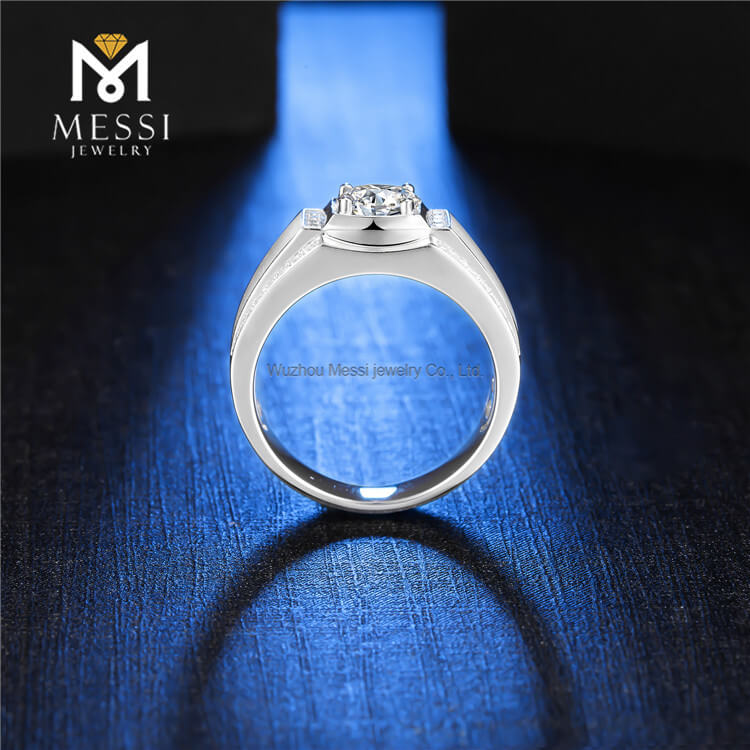 925 Silver Moissanite Ring Sterling Silver Ring Men for Engagement Wedding