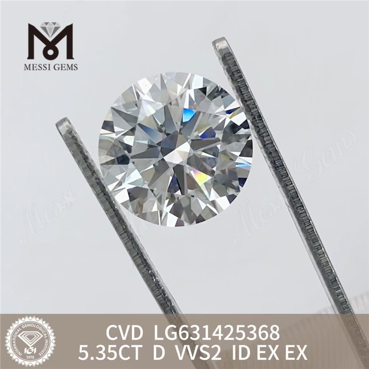 5.35CT D VVS2 ID redondo diamantes cultivados em laborat&oacute;rio CVD LG631425368丨Messigems 