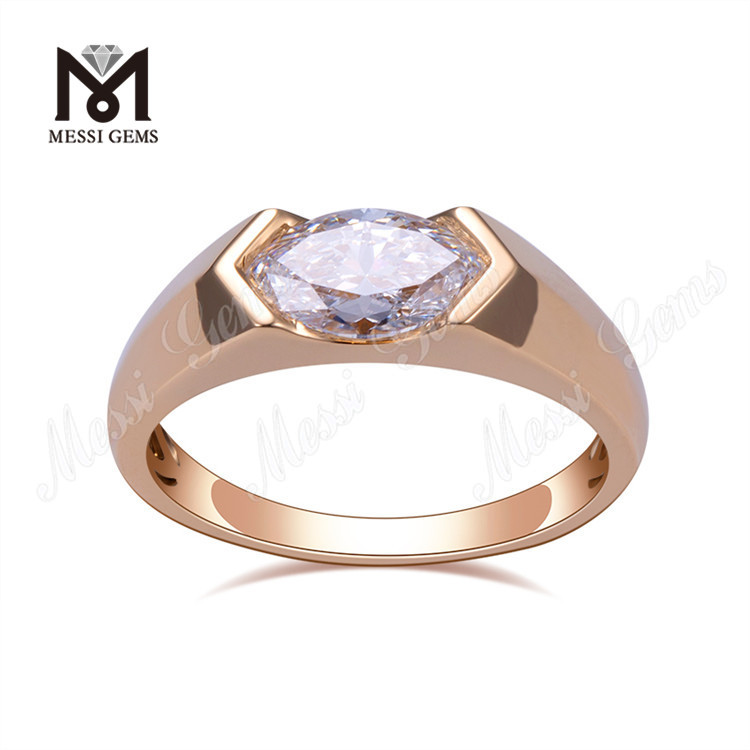 18K ホワイト ゴールド ラボ グロウン ダイヤモンド ソリティア スタイル マーキス カット エンゲージメント リング