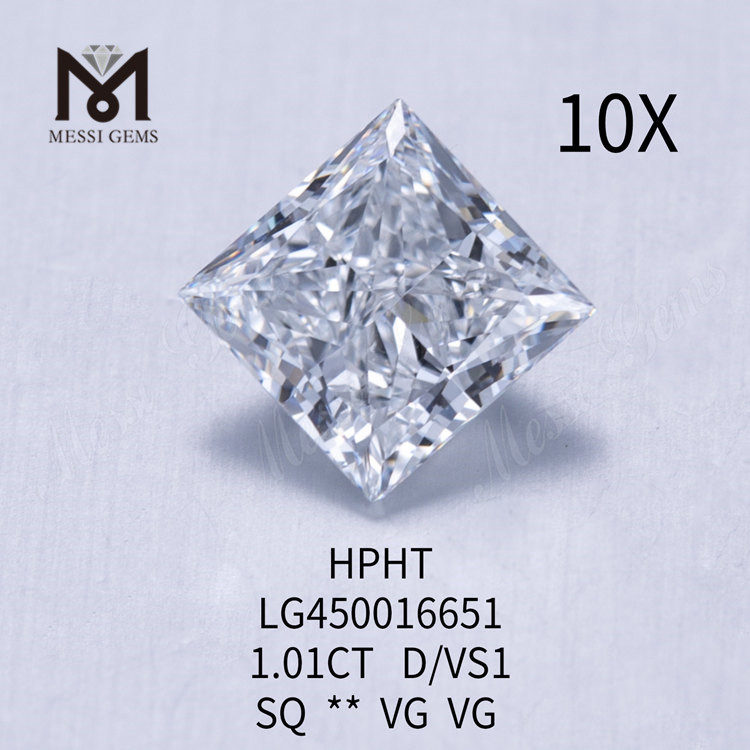 1.01 carat D VS1 HPHT lab grown diamonds PRINCESS CUT