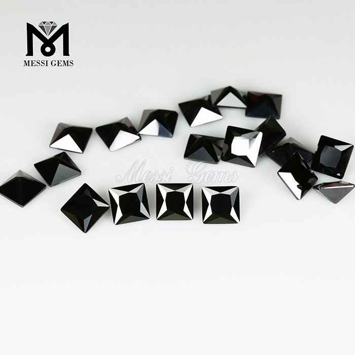 7x7 mm square cut black cubic zirconia stone 
