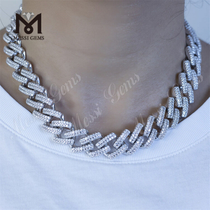 12mm 16mm width 16inch to 24inch length 925silver moissanite necklace link hot cuban chain