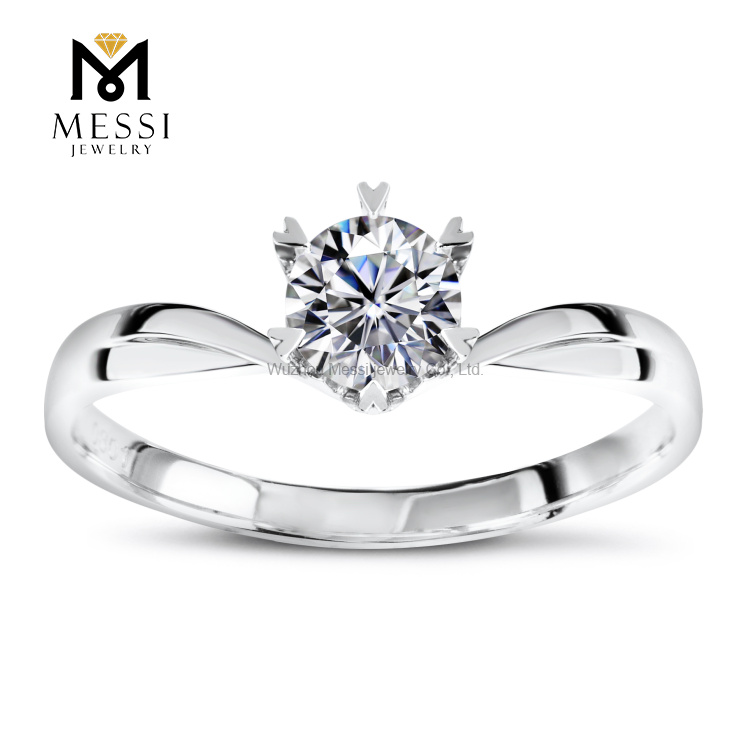 婚約指輪 1ct 14K ゴールド 6 プロング モアッサナイト 結婚指輪