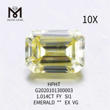 1.014ct FVY emerald cut loose lab grown diamond SI1