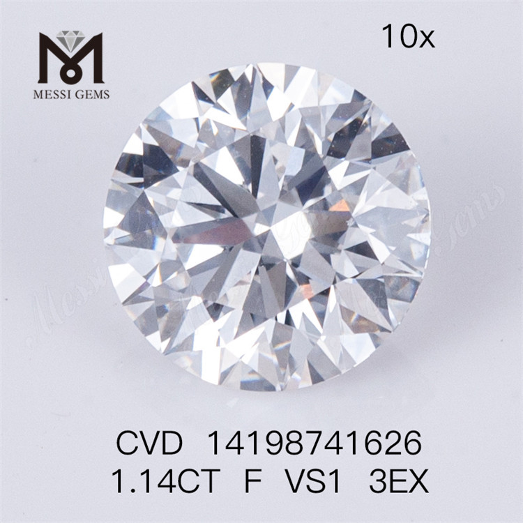 1.14CT F VS1 3EX round shape CVD Lab Grown Diamond stone