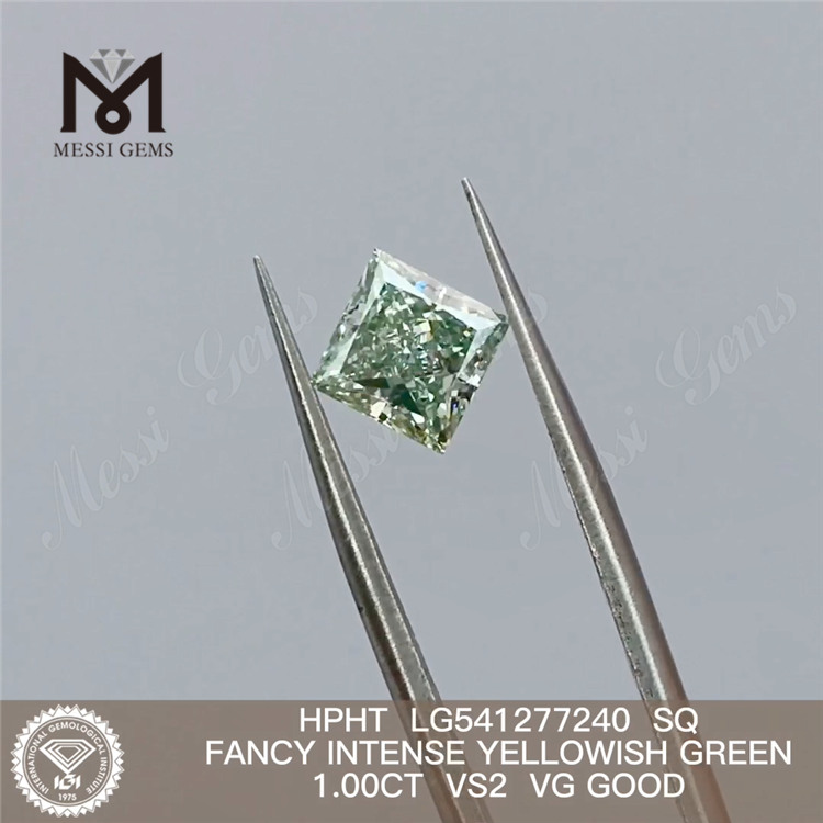 1CT SQ lab diamond FANCY INTENSE YELLOWISH GREEN VS2 VG GOOD HPHT lab diamond LG541277240