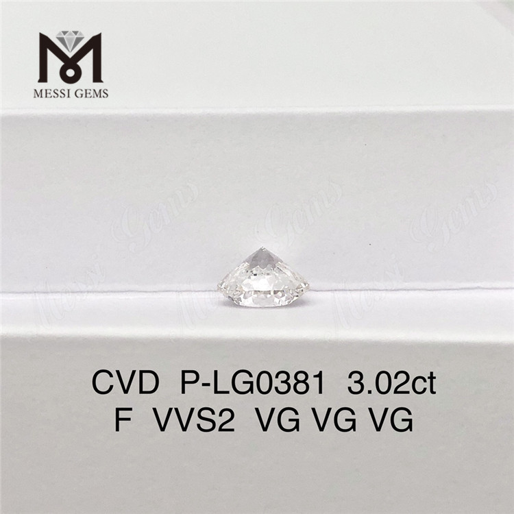 3.02ct F VVS2 VG VG VG Round Shape CVD Lab Grown Diamonds P-LG0381