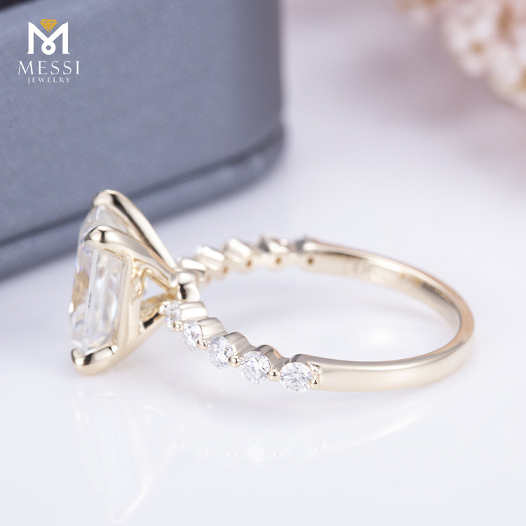 6*8mm DEF moissanite 18k white gold wedding ring customized engagement moissanite ring