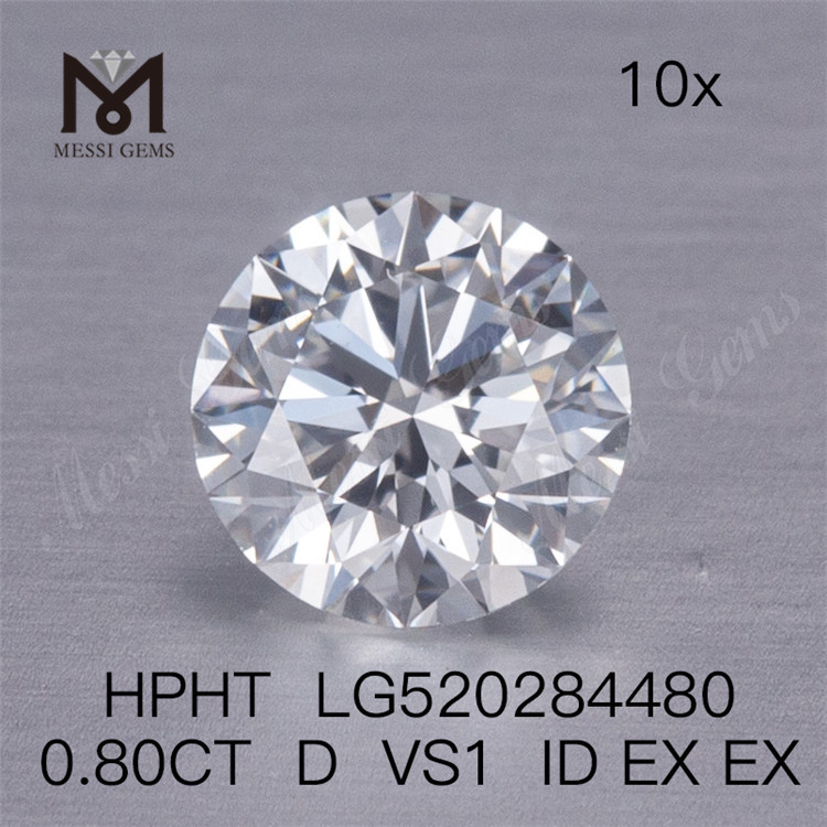 Round brilliant cut 0.8ct D VS1 ID EX EX HPHT lab grown diamond Factory price