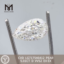 5.01CT PEAR diamantlaboratorier D VVS2 EX EX CVD LG717546412