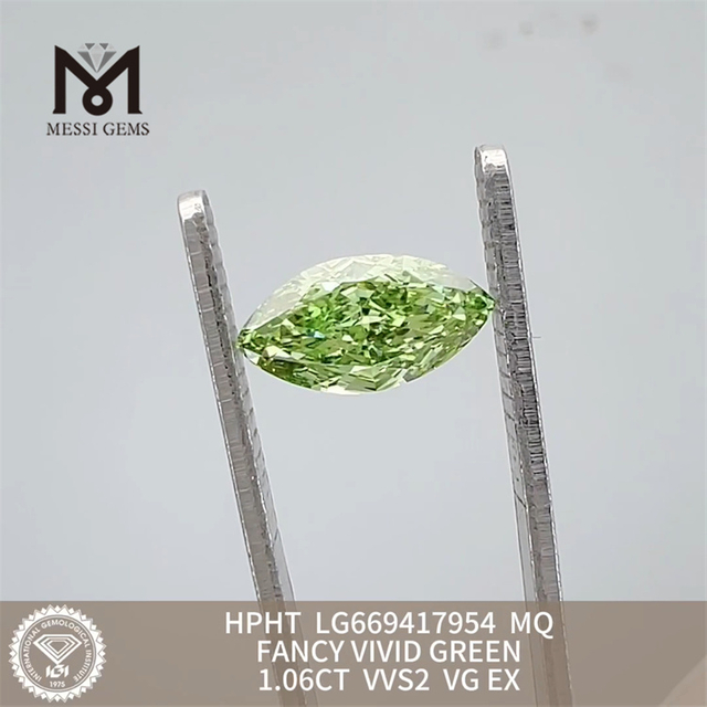 1.06CT VVS2 VG EX MQ ファンシー ビビッド グリーン HPHT 持続可能なラボ作成ダイヤモンド LG669417954
