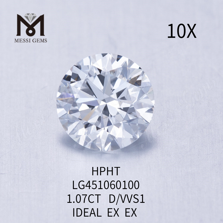 1.07 carat D VVS2 Round BRILLIANT IDEAL Cut Grade lab diamonds HPHT