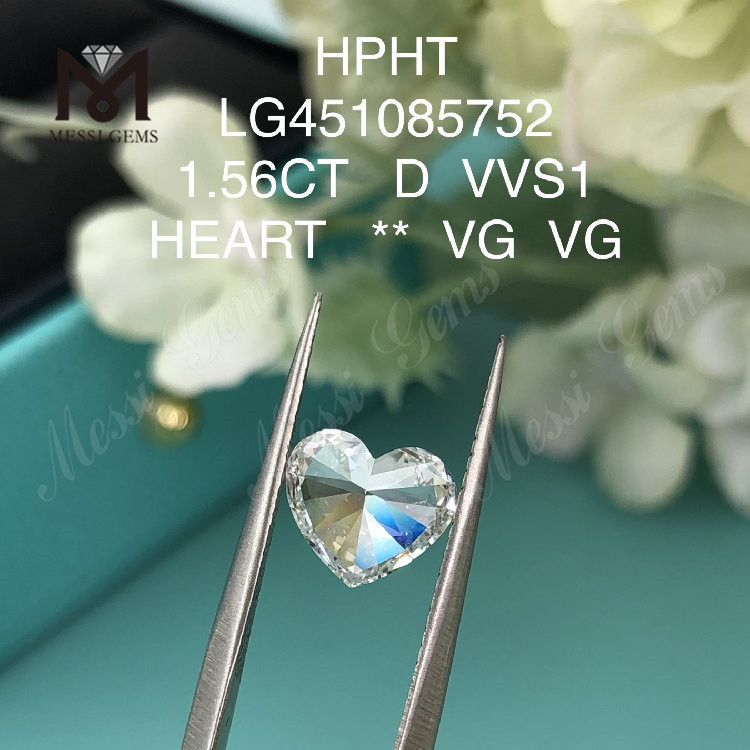 1.56carat D VS2 HPHT HEART BRILLIANT lab diamonds