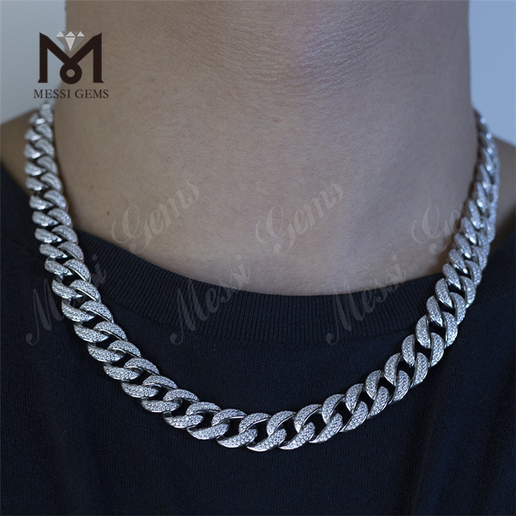Collier cubain Ice Out Moissanite, cha&icirc;ne de prix de gros, bijoux Hip Hop 