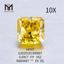 0.69ct FIY lab grown diamond VS1 Radiant cut 