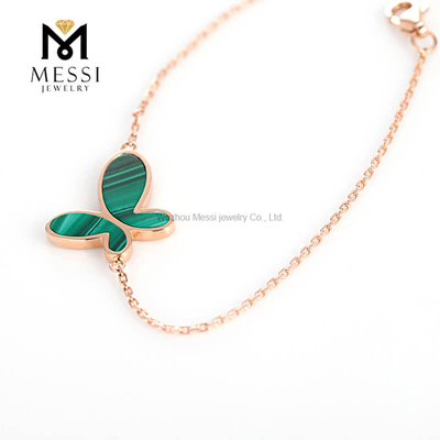 18K 14K 10K Rose Gold Jewelry malachite bracelet for woman