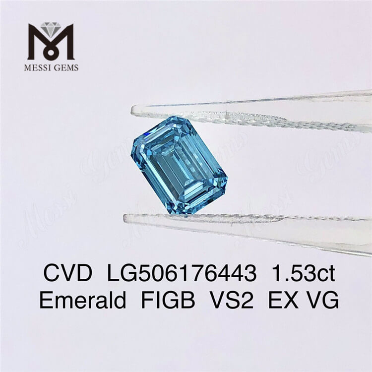 1.53ct Emerald Cut lab grown diamond Blue diamond wholesale price