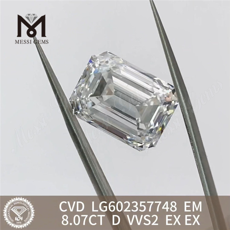 8.07ct D VVS2 EX EX 8 Carat EM CVD Lab Grown Diamonds CVD LG602357748