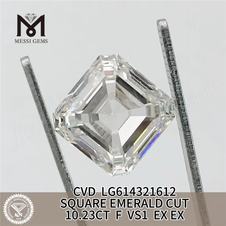 10.23ct F VS1 Square Emerald Cut IGI Certified Diamonds CVD LG614321612 丨 Messigems