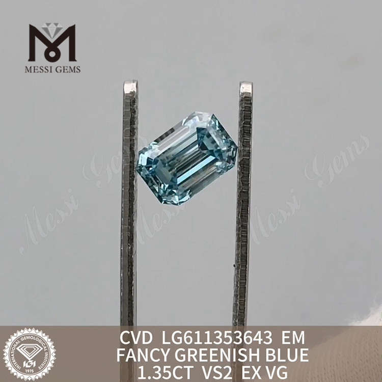1.35CT EM VS2 FANCY GREENISH ブルー igi 認定ラボ グロウン ダイヤモンド丨Messigems LG611353643 