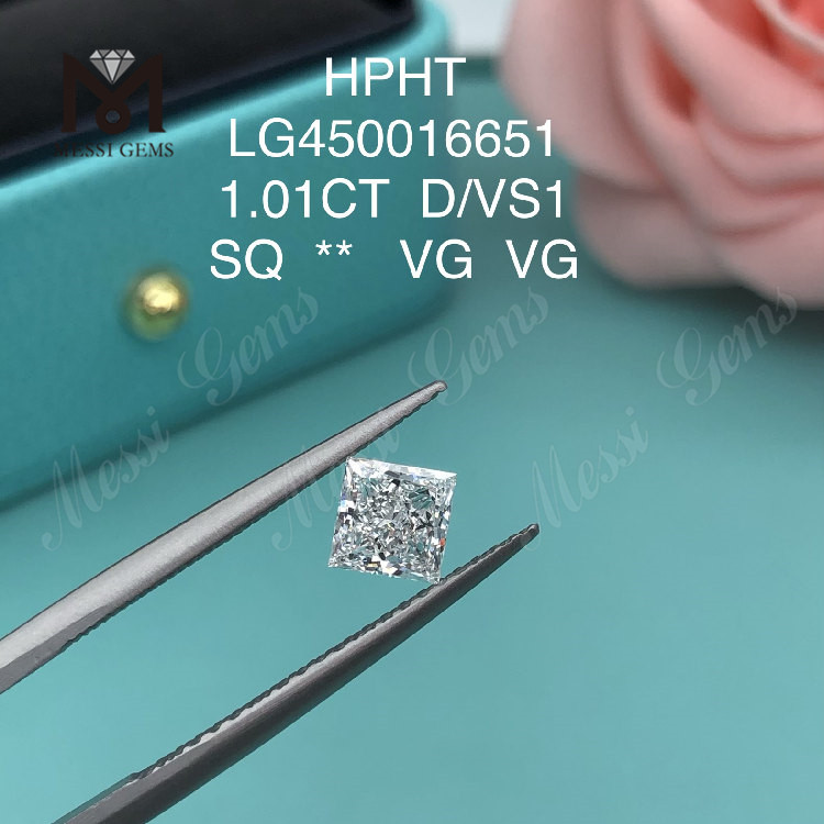 1.01 carat D VS1 HPHT lab grown diamonds PRINCESS CUT