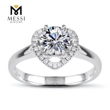 1 カラット ハート ホワイトゴールド ファッション モアッサナイト ゴールド リング 女性用