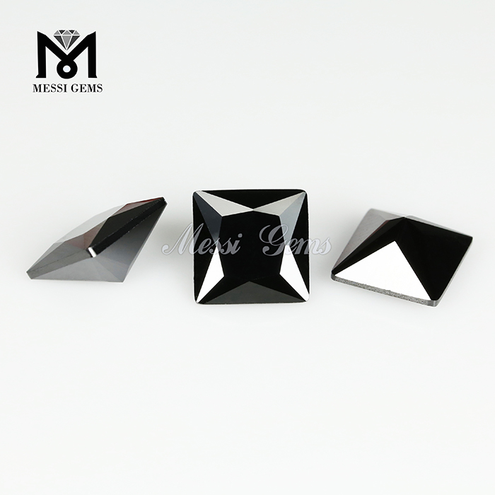 7x7 mm square cut black cubic zirconia stone 