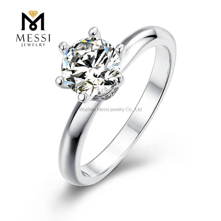 1ct Moissanite Ring White Gold Plating Cheap Fake Diamond Ring 925 Sterling Silver Ring
