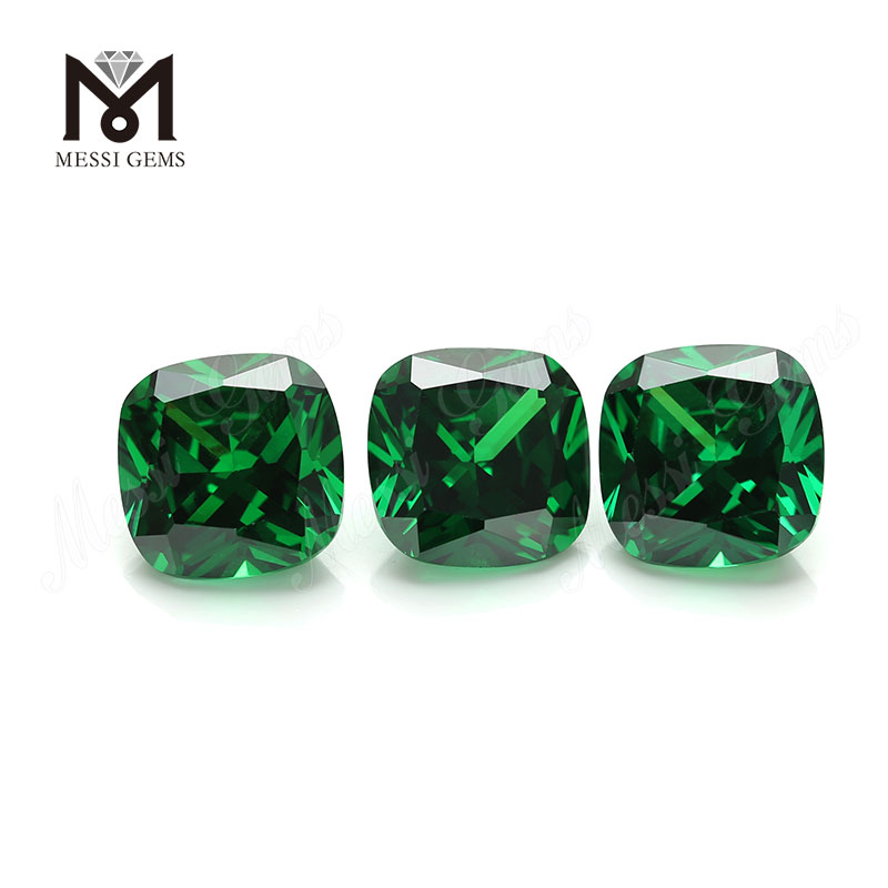  Top selling cushion cut 12x12mm wholesale cubic zirconia green cz gemstone