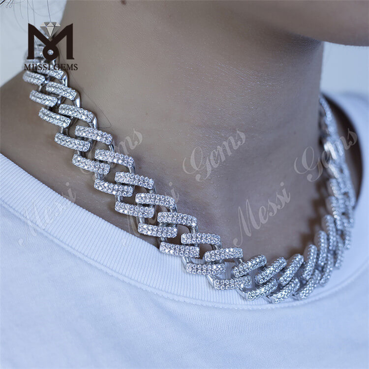12mm 16mm width 16inch to 24inch length 925silver moissanite necklace link hot cuban chain