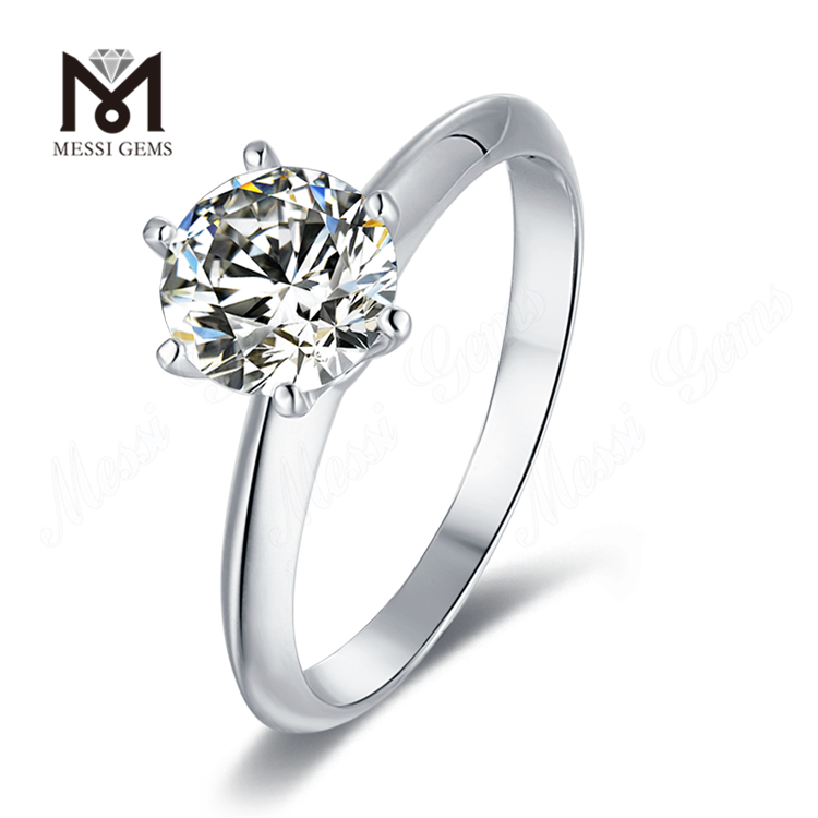 Messi Gems 1ct moissanite solitaire 925 sterling ring for engagement wedding