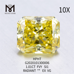 1.01ct FVY Radiant cut loose lab grown diamond VG