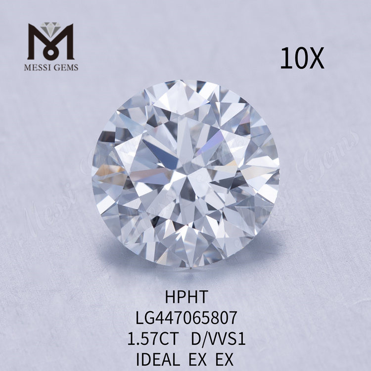 1.57 carat D VVS1 Round IDEAL Cut lab grown diamonds HPHT
