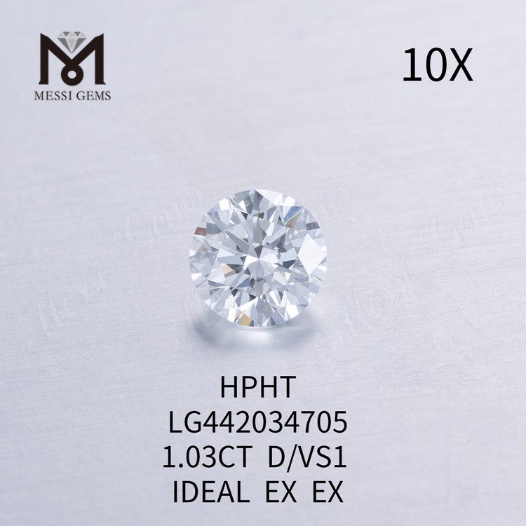 1.03 carat D VS1 IDEAL EX EX Round human made diamonds