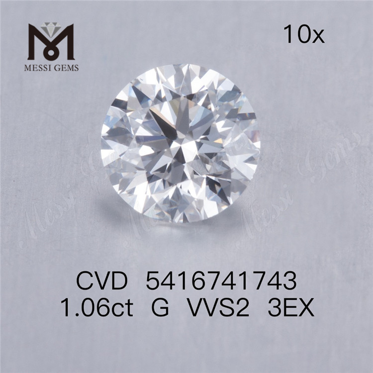 1.06ct VVS lab diamond rd G colour cvd diamond 3EX gemstone in stock