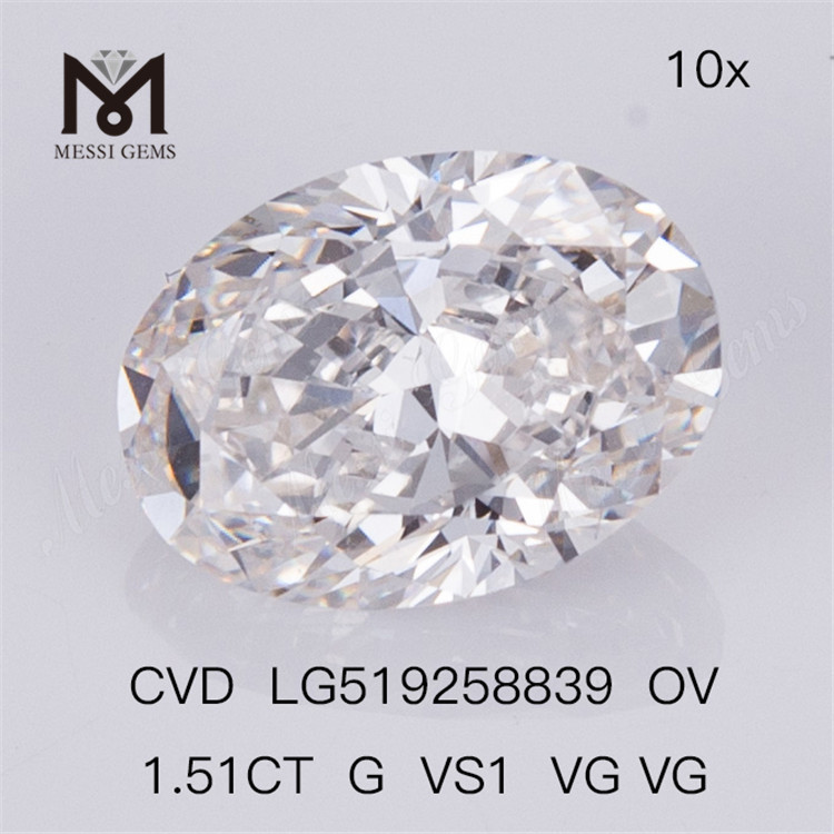 1.51ct G VS1 OVAL VG VG CVD lab grown diamond
