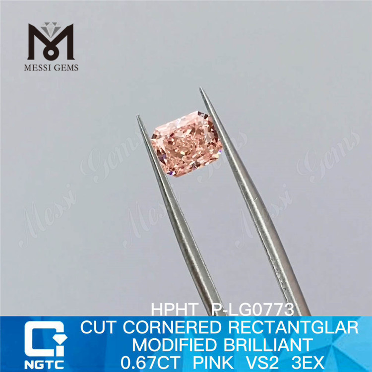 0.67CT HPHT loose PINK VS2 3EX lab grown diamond P-LG0773