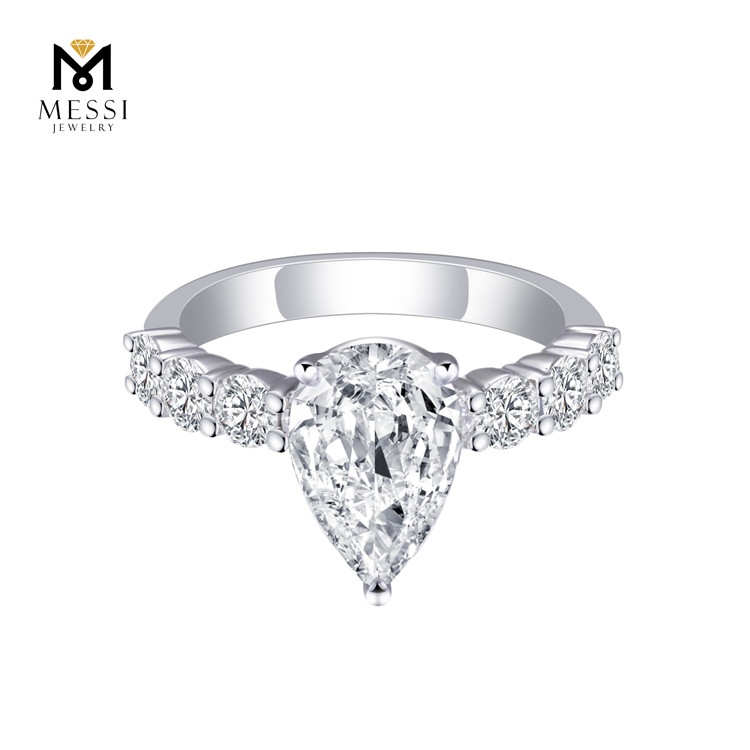 High quality engagement wedding ring pear moissanite ring 18k white gold wedding jewelry 