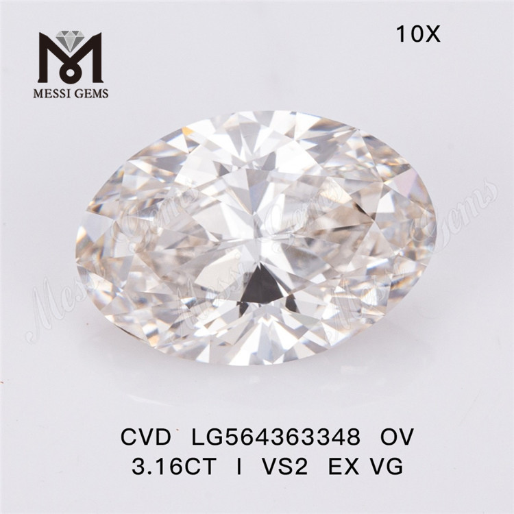 3.16CT OV Cut I Colour VS2 EX VG Lab Diamond CVD LG564363348