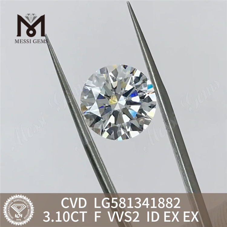 3.10CT F VVS2 ID EX EX ジュエリーメーカー用卸売 CVD ダイヤモンド CVD LG581341882丨Messigems