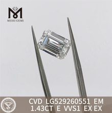 1.43ct E Emerald Shape IGI Graded Diamonds VVS1 til karakteristiske design 丨 Messigems CVD LG529260551